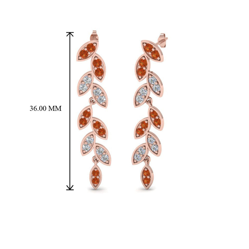 Pavé Diamond Leaf Drop Earrings