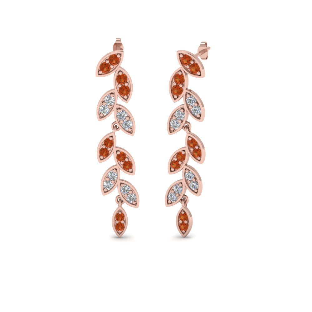 Pavé Diamond Leaf Drop Earrings