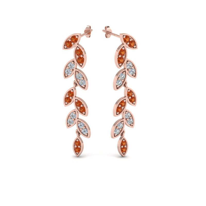 Pavé Diamond Leaf Drop Earrings