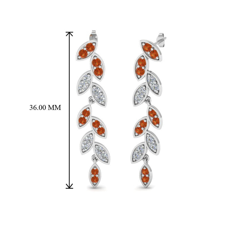 Pavé Diamond Leaf Drop Earrings