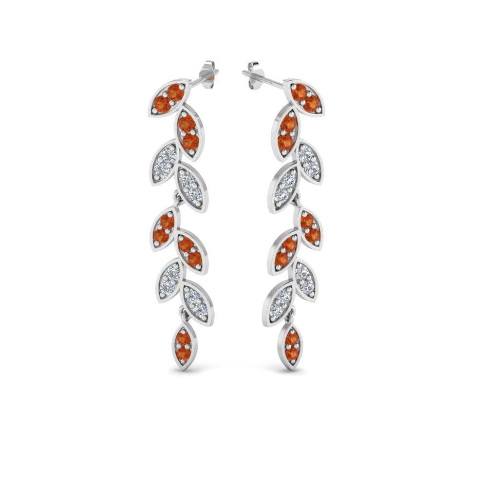 Pavé Diamond Leaf Drop Earrings