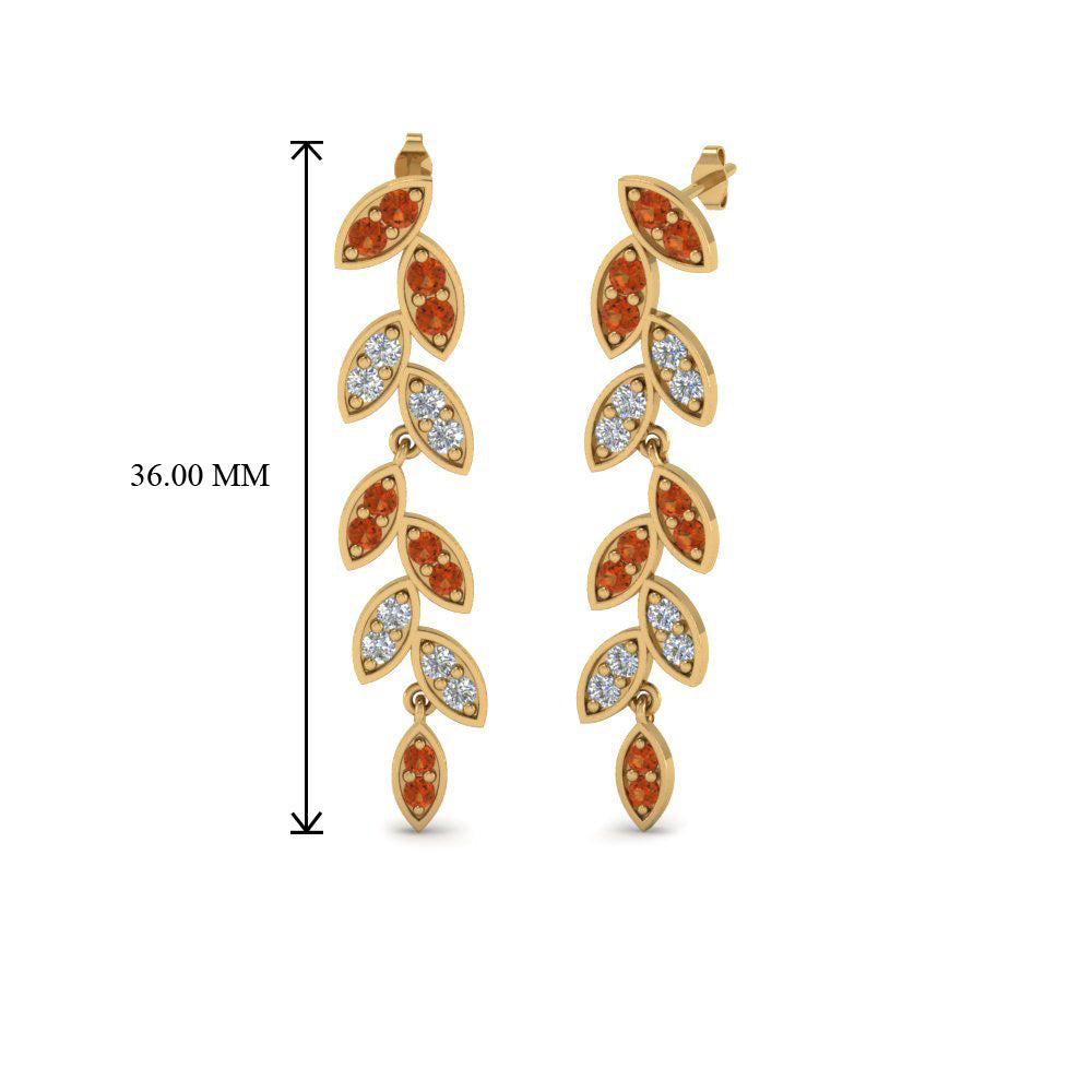 Pavé Diamond Leaf Drop Earrings