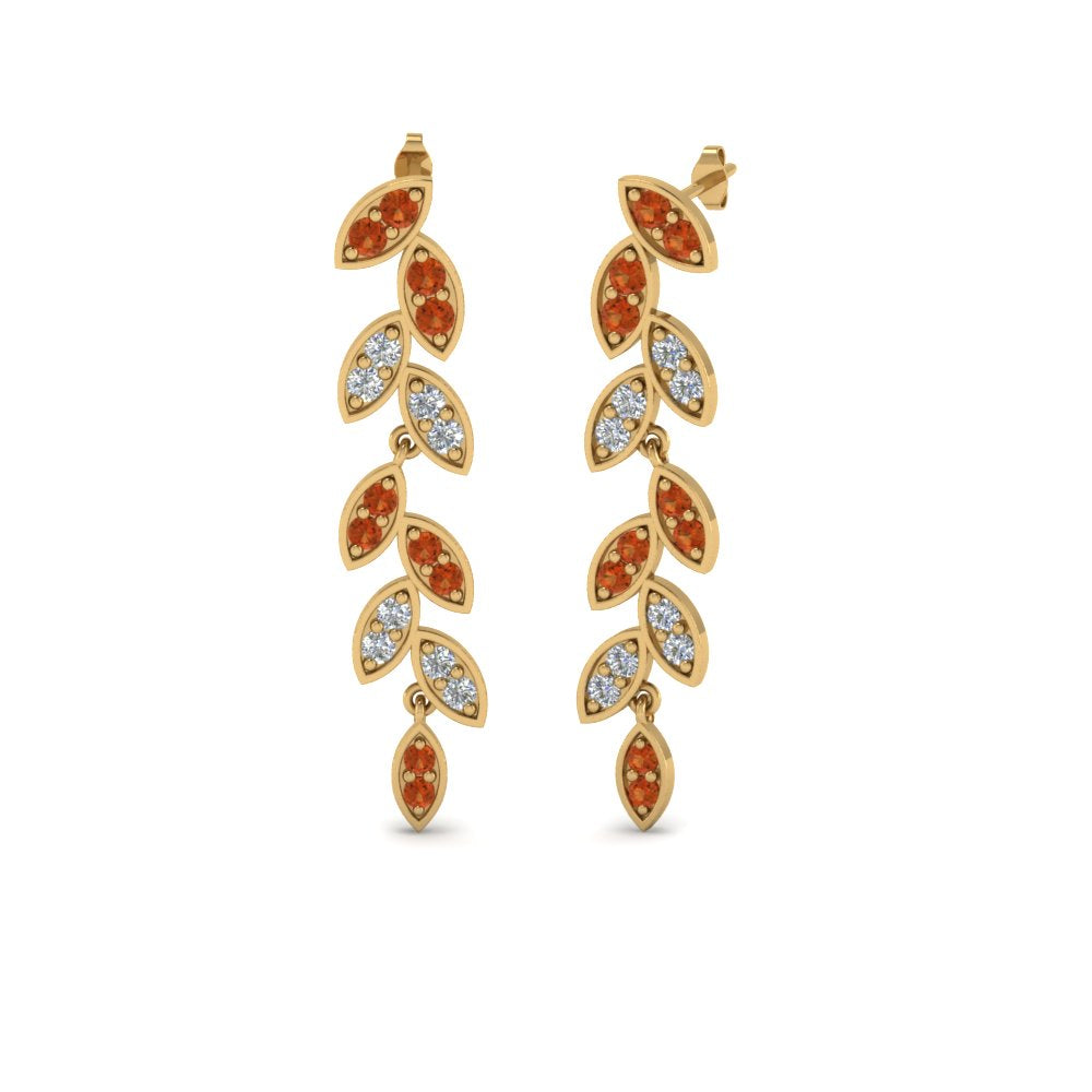 Pavé Diamond Leaf Drop Earrings