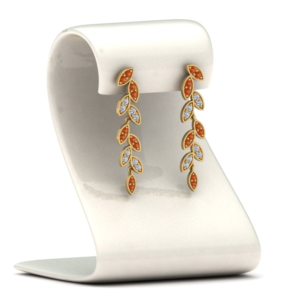Pavé Diamond Leaf Drop Earrings