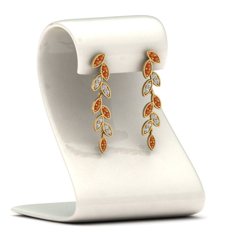 Pavé Diamond Leaf Drop Earrings