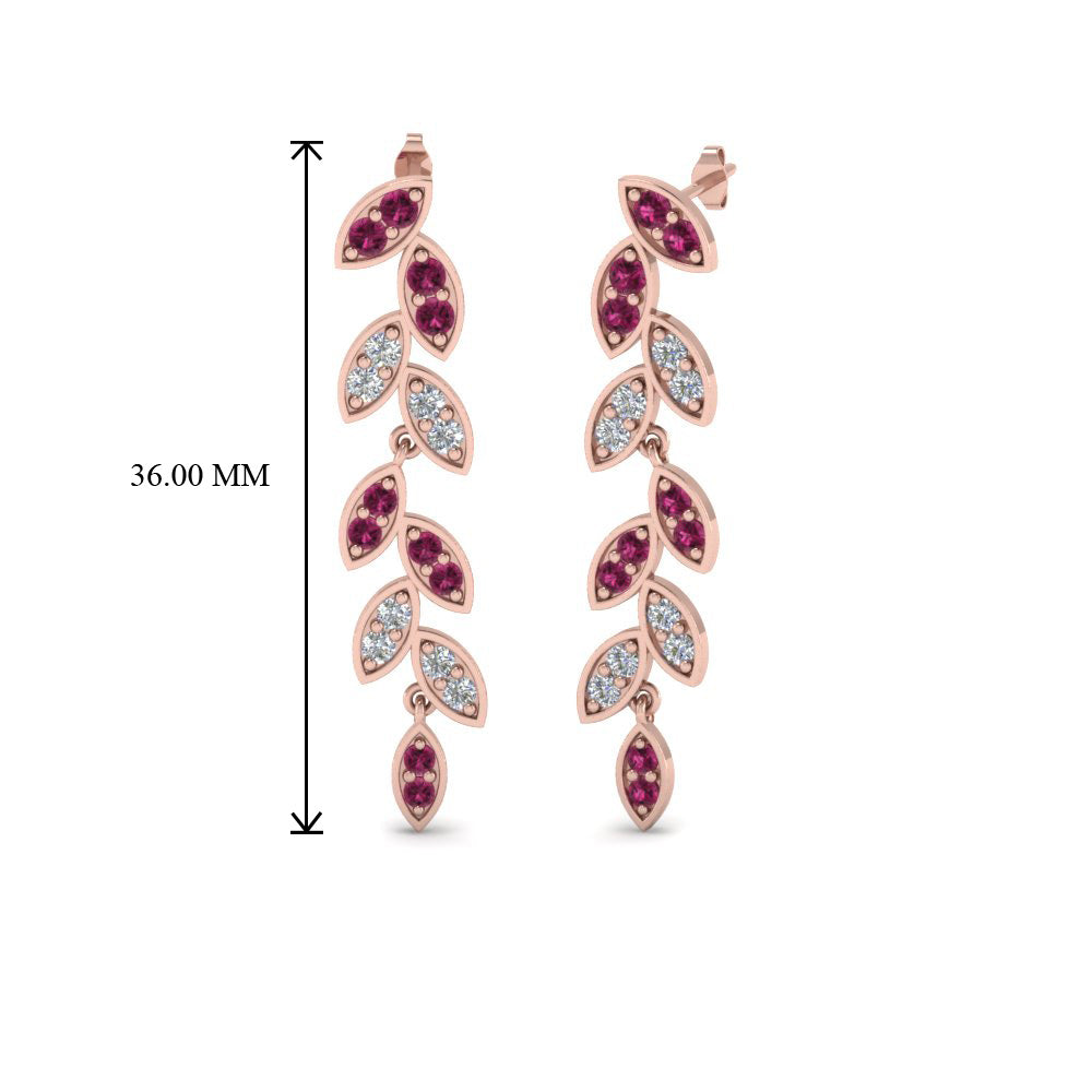 Pavé Diamond Leaf Drop Earrings