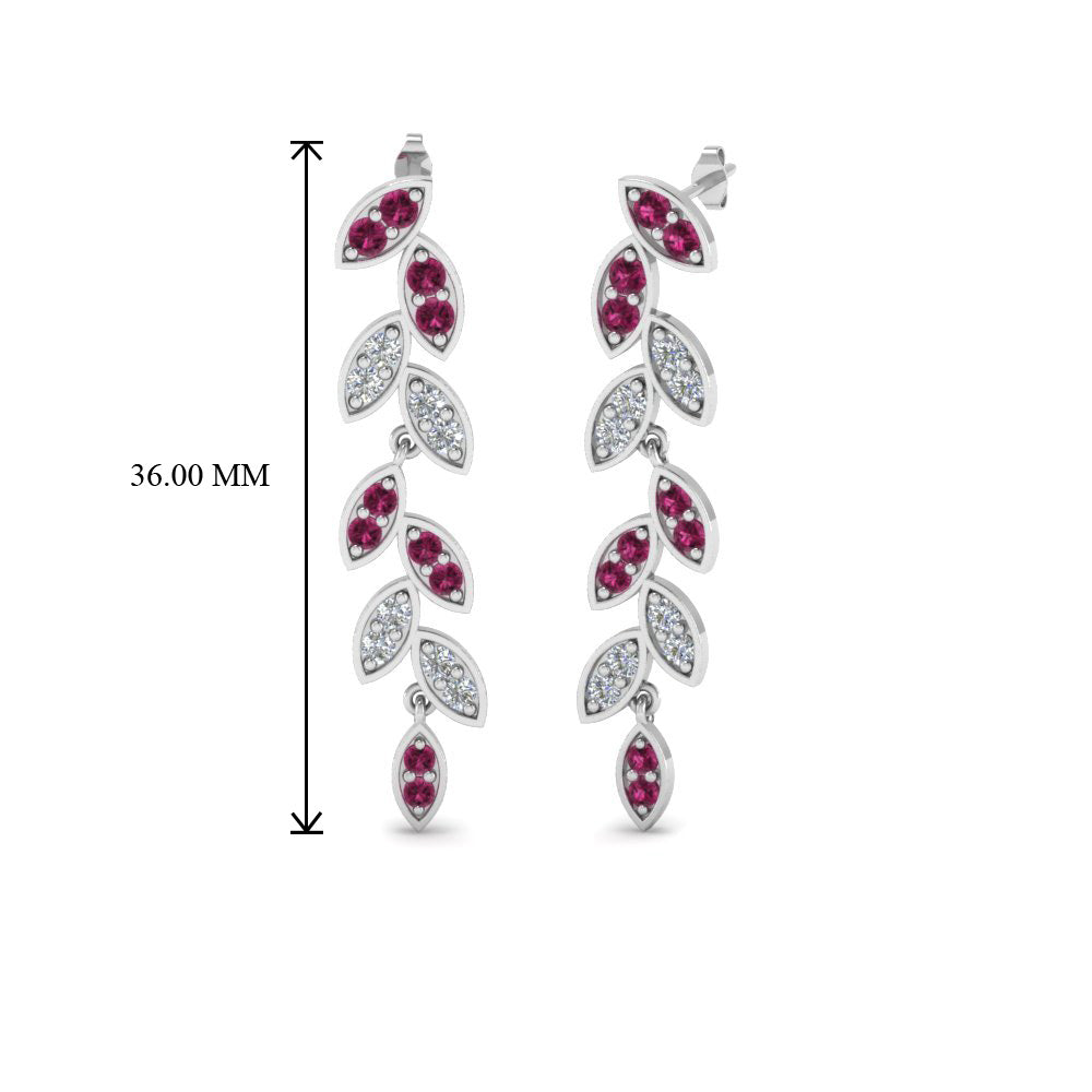 Pavé Diamond Leaf Drop Earrings