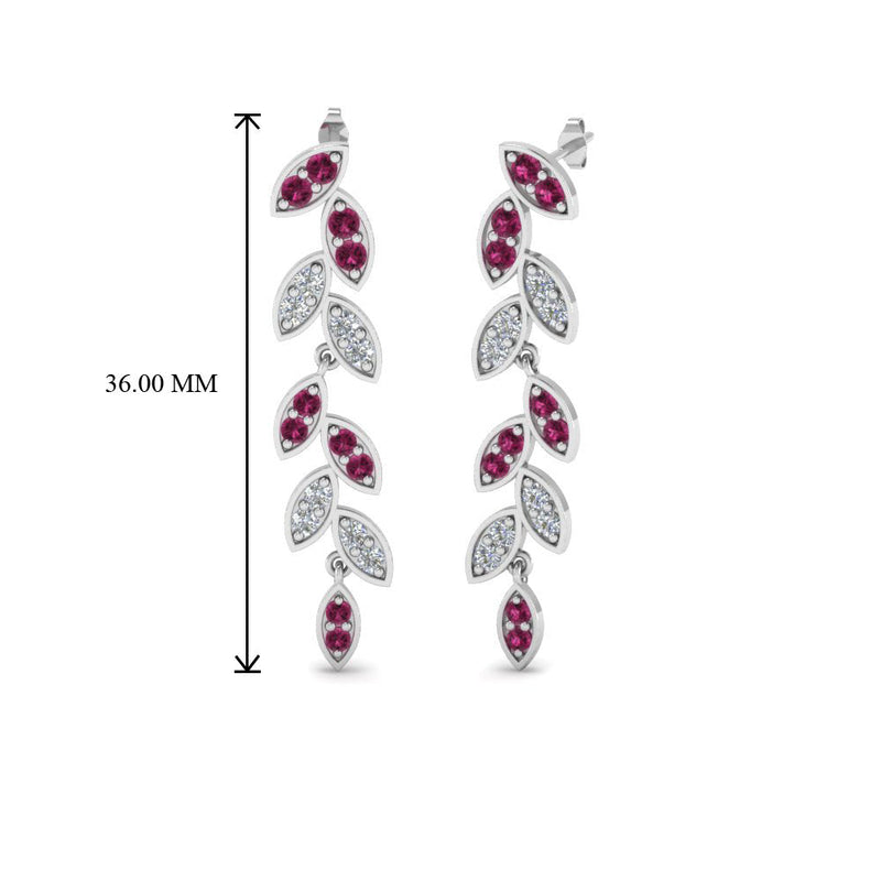Pavé Diamond Leaf Drop Earrings