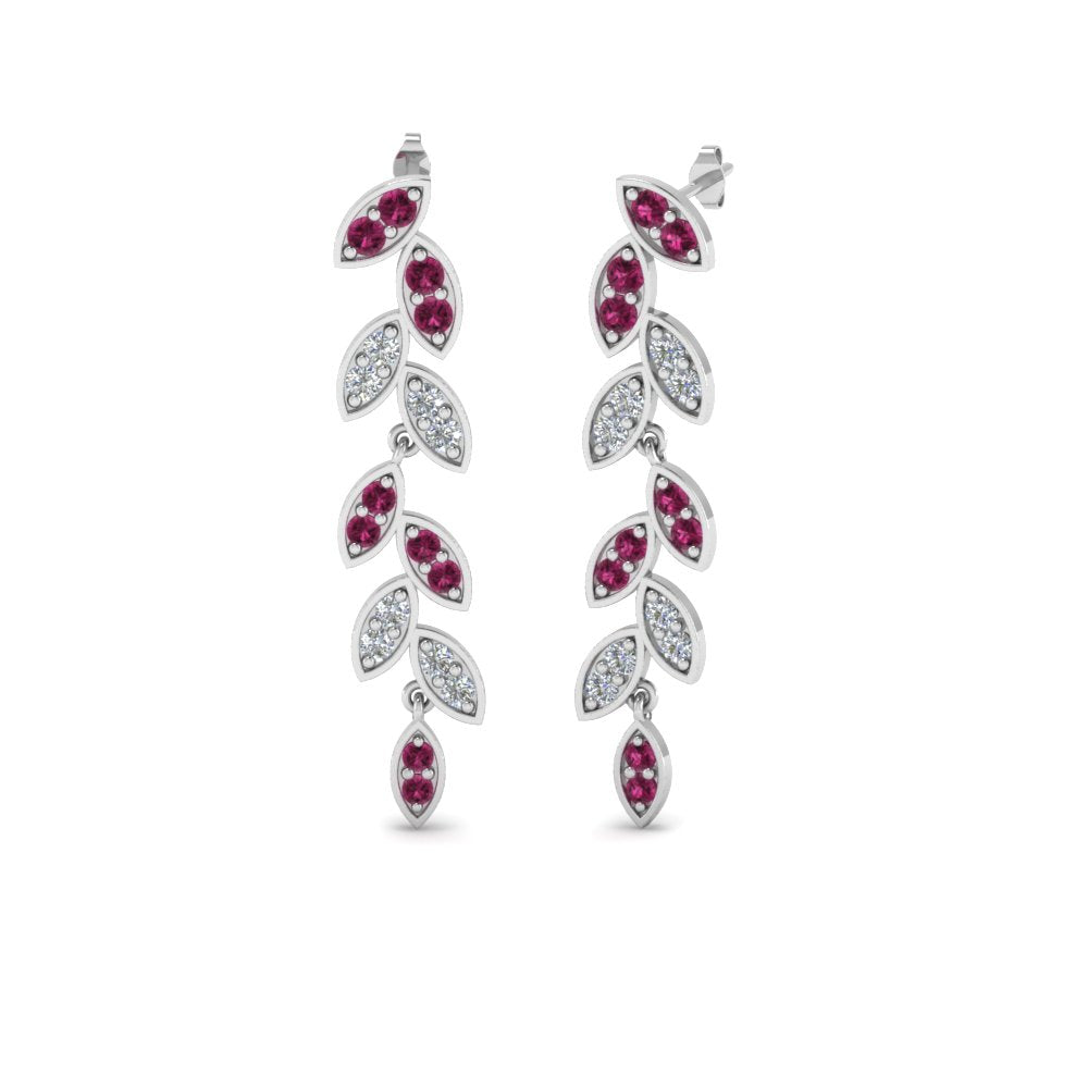 Pavé Diamond Leaf Drop Earrings