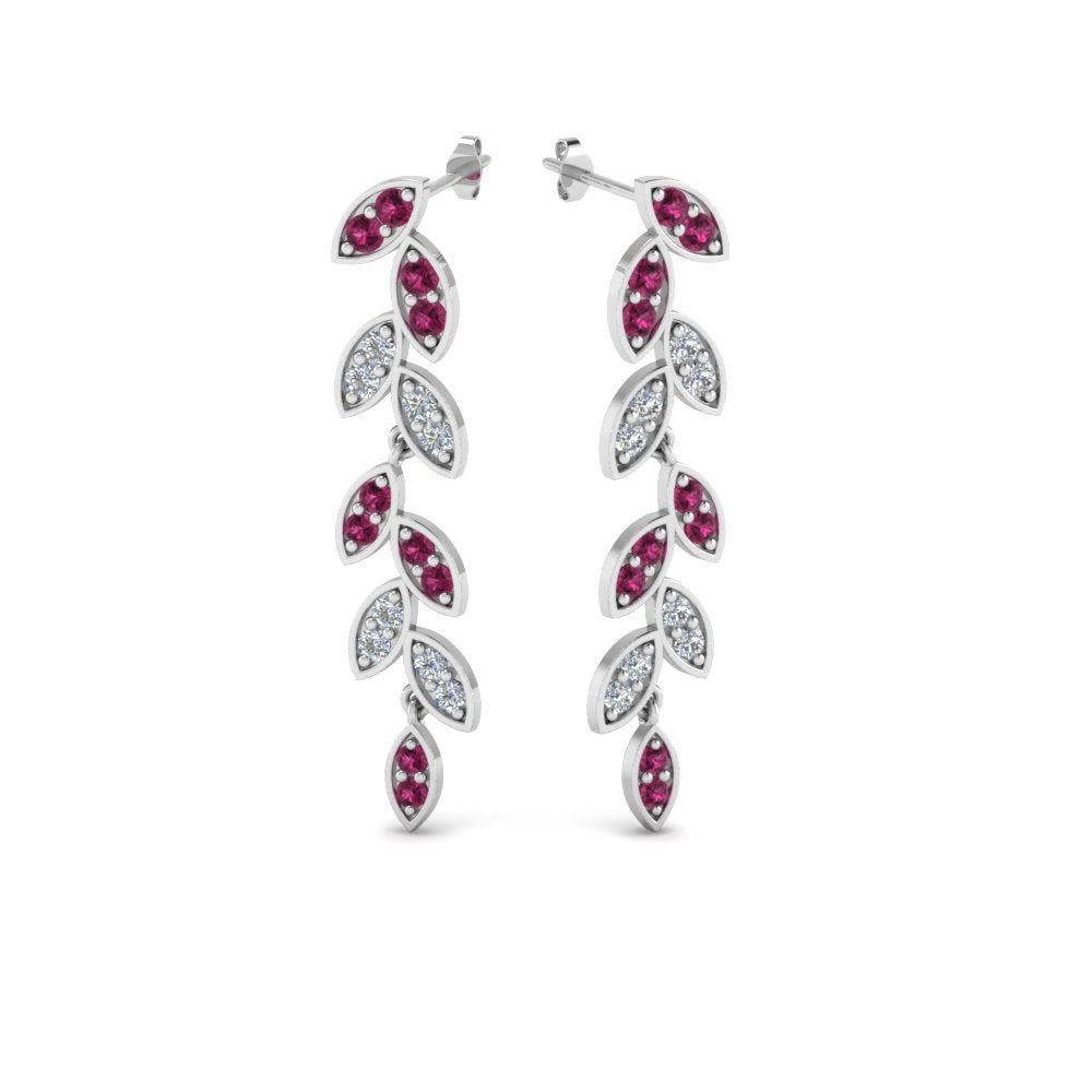 Pavé Diamond Leaf Drop Earrings