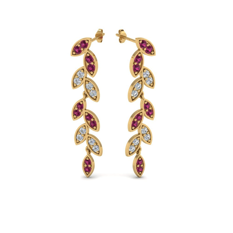 Pavé Diamond Leaf Drop Earrings