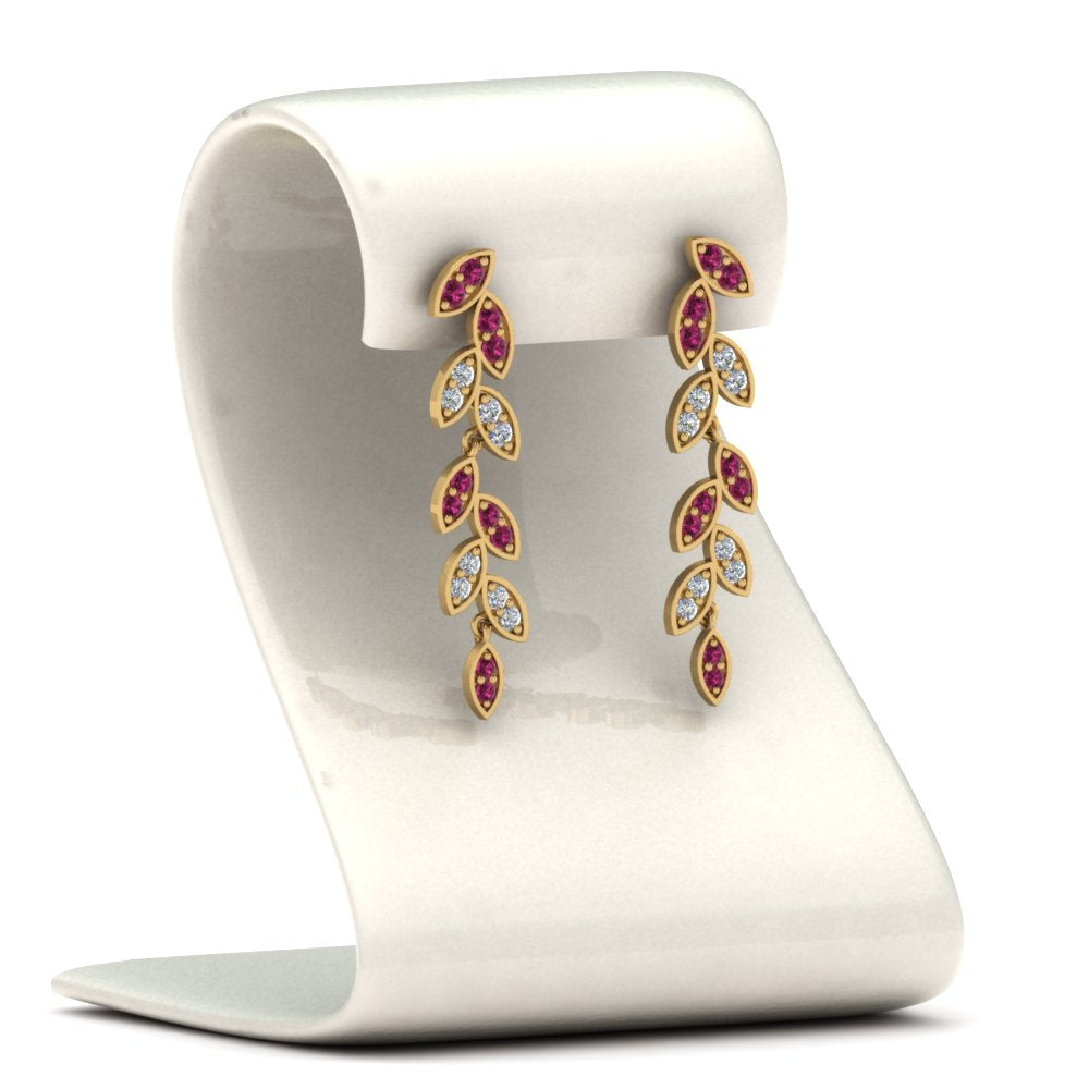 Pavé Diamond Leaf Drop Earrings