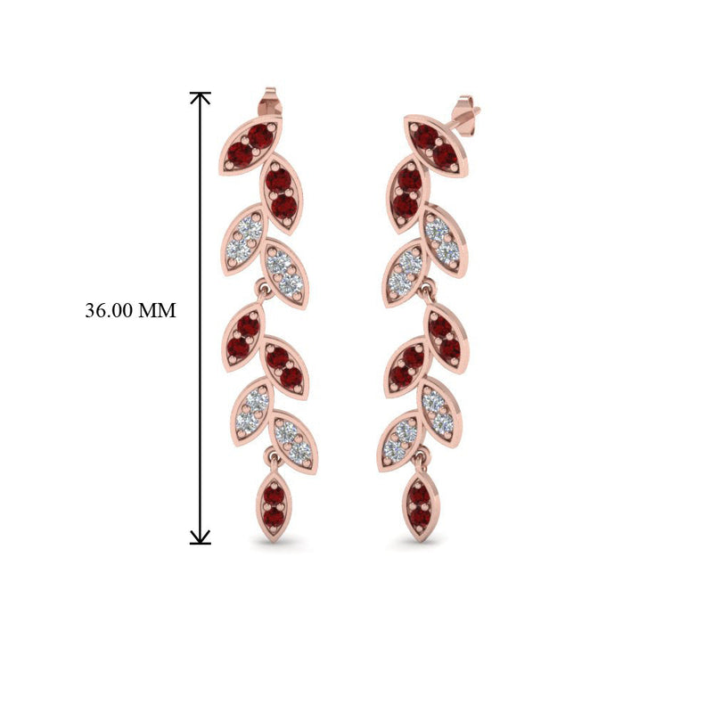Pavé Diamond Leaf Drop Earrings