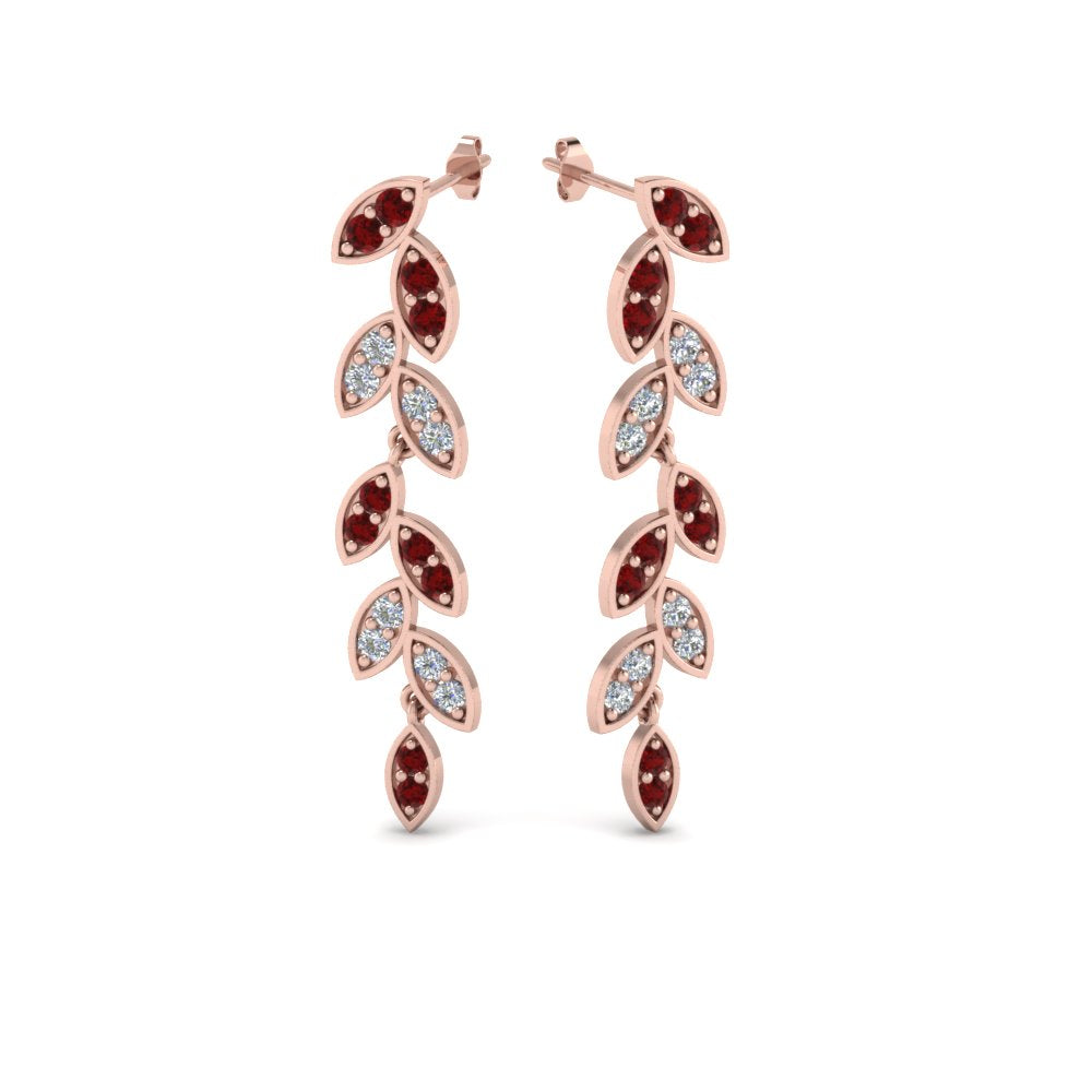 Pavé Diamond Leaf Drop Earrings