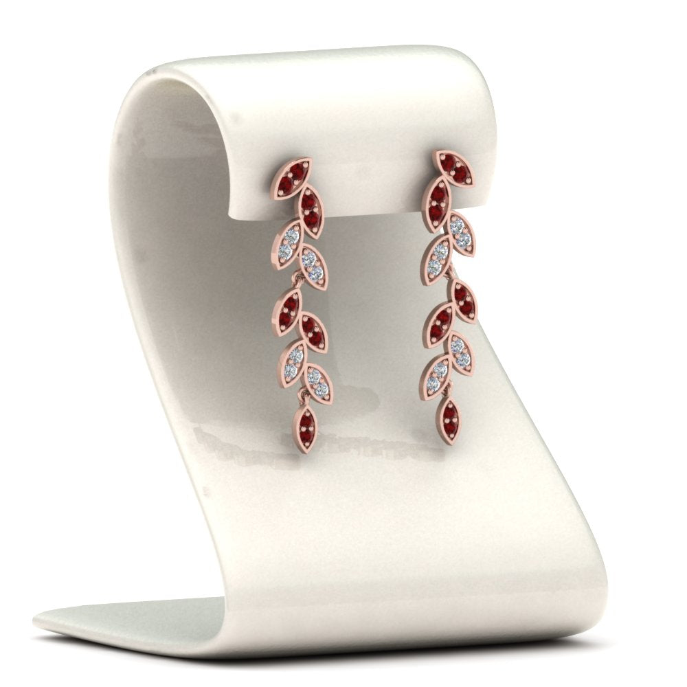 Pavé Diamond Leaf Drop Earrings