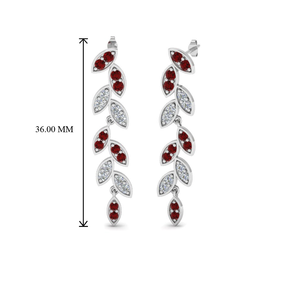 Pavé Diamond Leaf Drop Earrings
