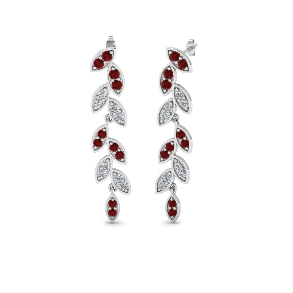 Pavé Diamond Leaf Drop Earrings