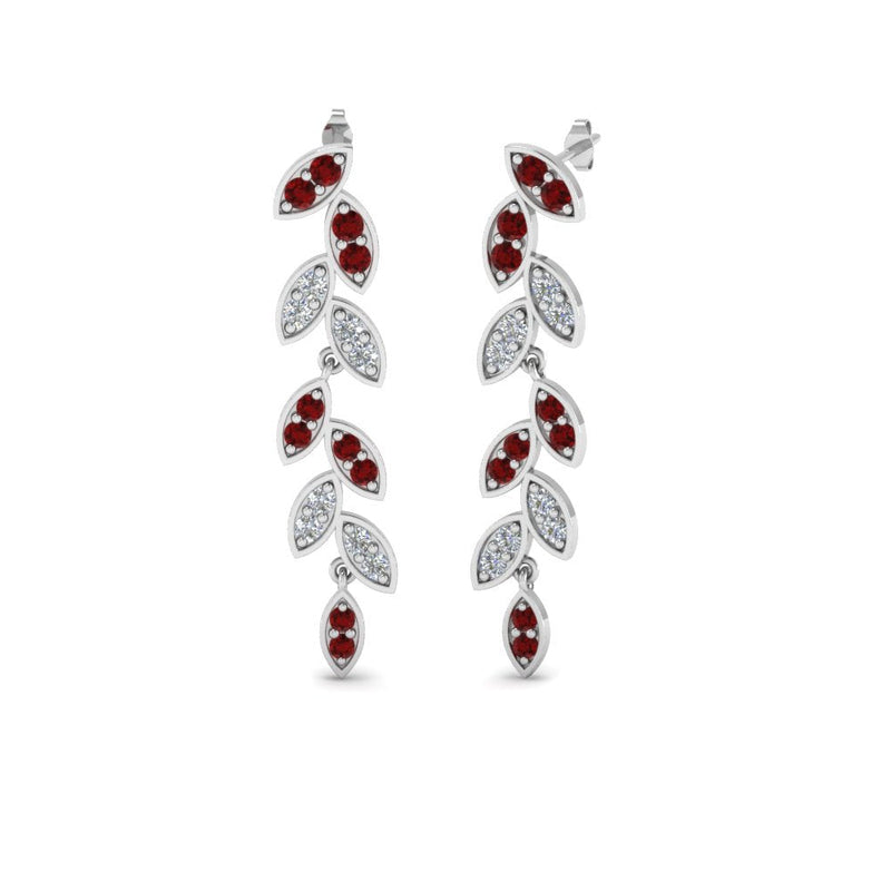 Pavé Diamond Leaf Drop Earrings