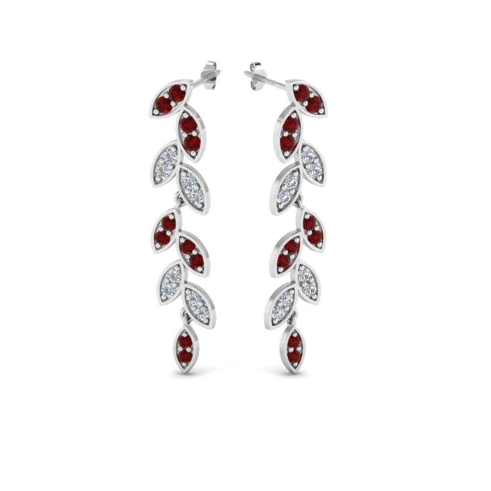 Pavé Diamond Leaf Drop Earrings