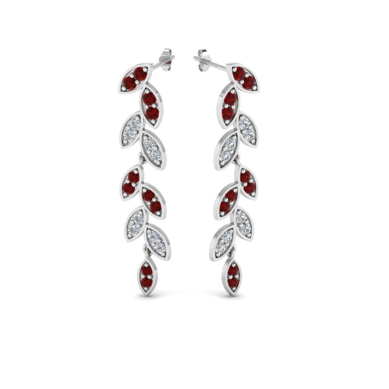 Pavé Diamond Leaf Drop Earrings