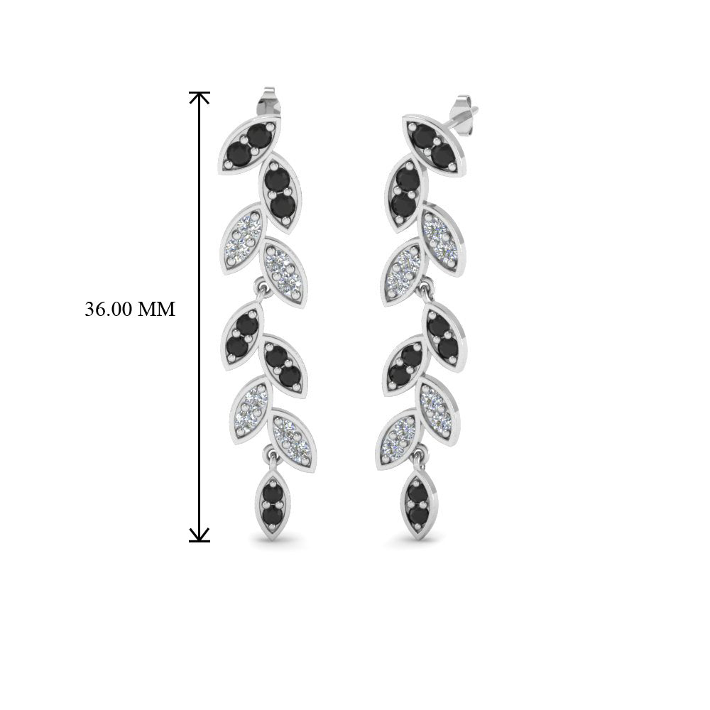 Pavé Diamond Leaf Drop Earrings