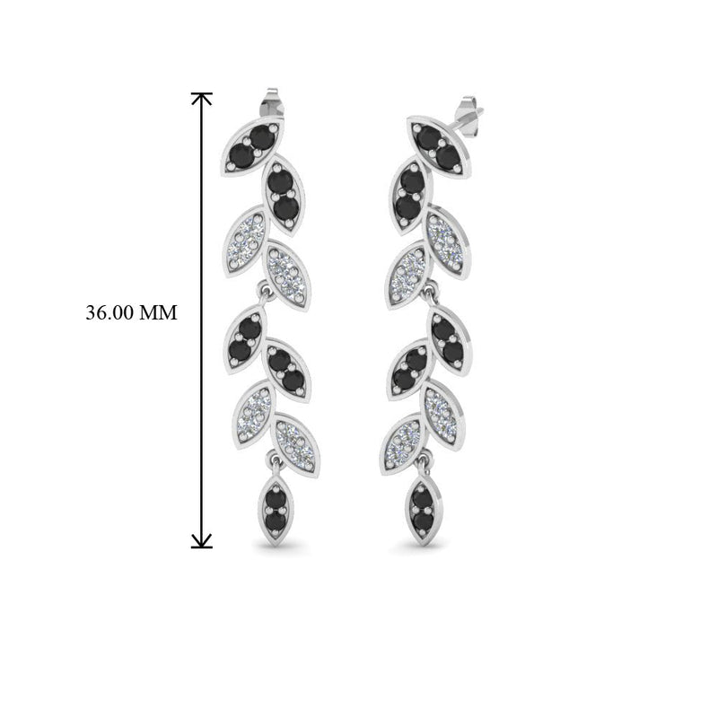 Pavé Diamond Leaf Drop Earrings