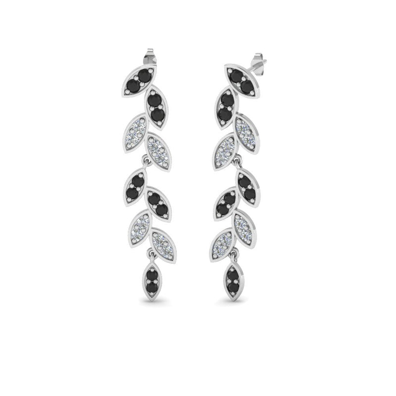 Pavé Diamond Leaf Drop Earrings