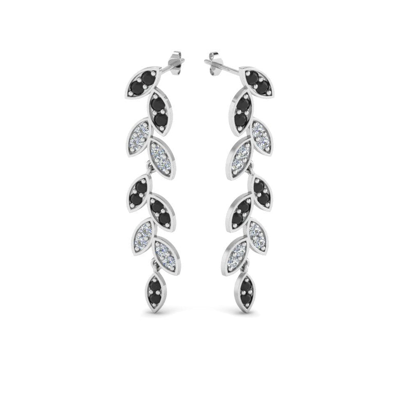 Pavé Diamond Leaf Drop Earrings