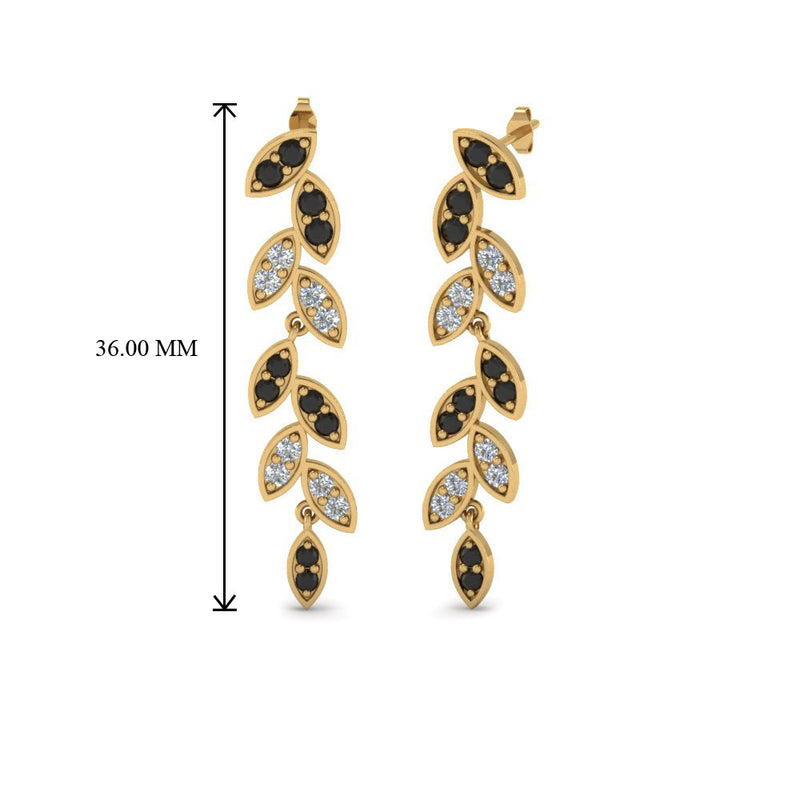 Pavé Diamond Leaf Drop Earrings