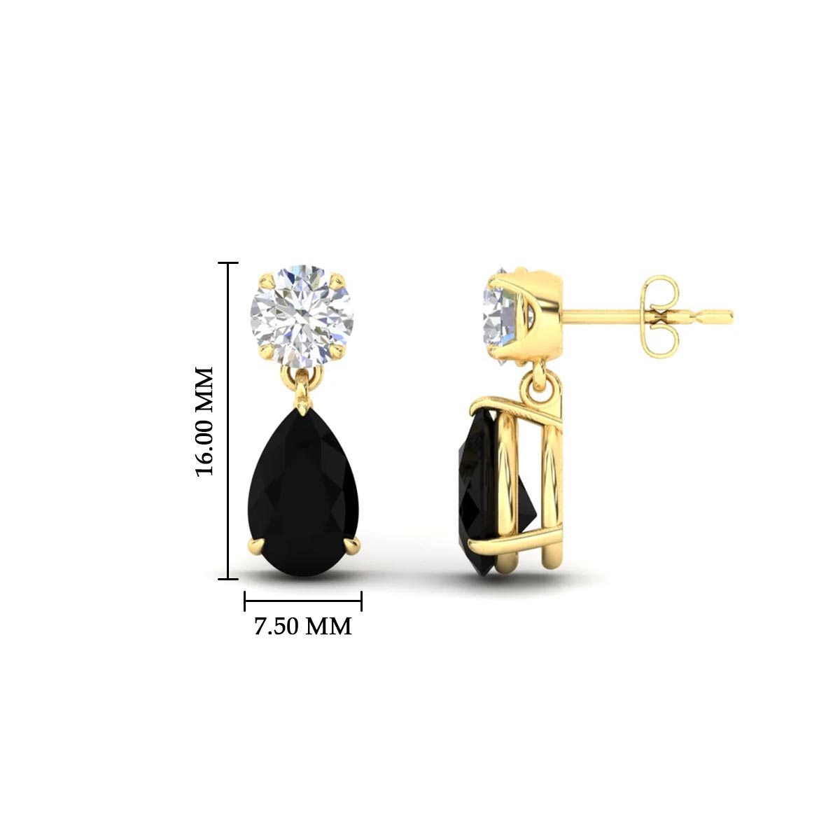 Round & Pear Diamond Drop Stud Earrings