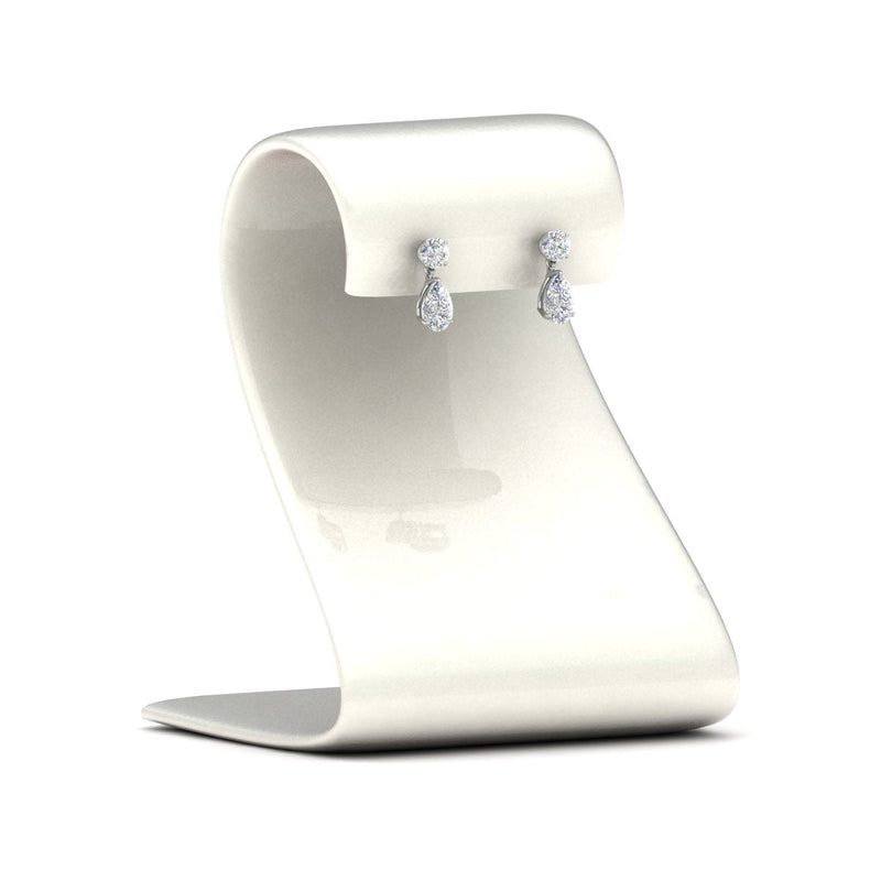 Round & Pear Diamond Drop Stud Earrings