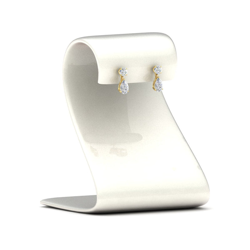 Round & Pear Diamond Drop Stud Earrings