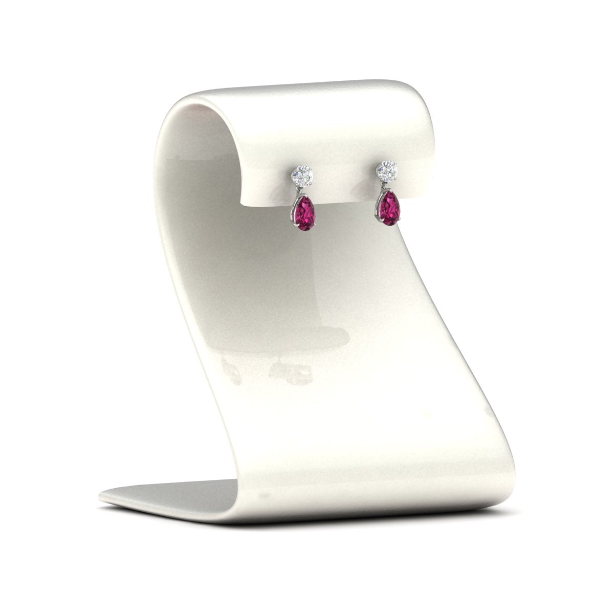 Round & Pear Diamond Drop Stud Earrings