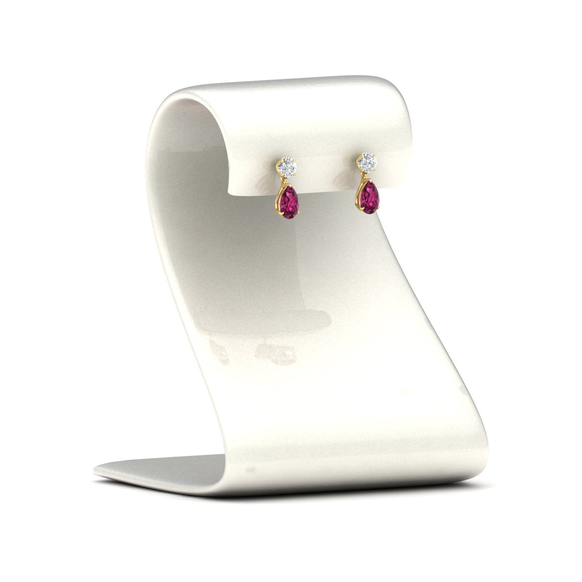 Round & Pear Diamond Drop Stud Earrings