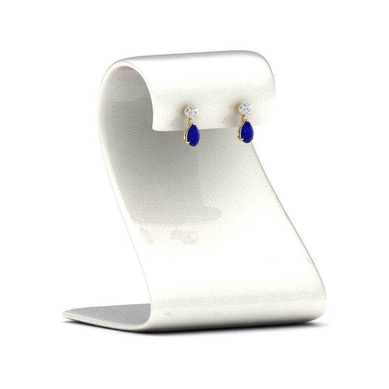 Round & Pear Diamond Drop Stud Earrings