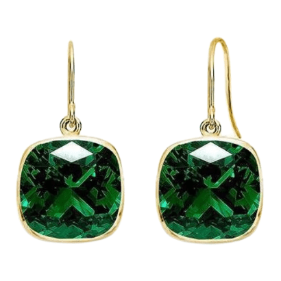 5.00 CTW Lab Grown Sapphire and Emerald Cushion Cut Drop Earrings Set
