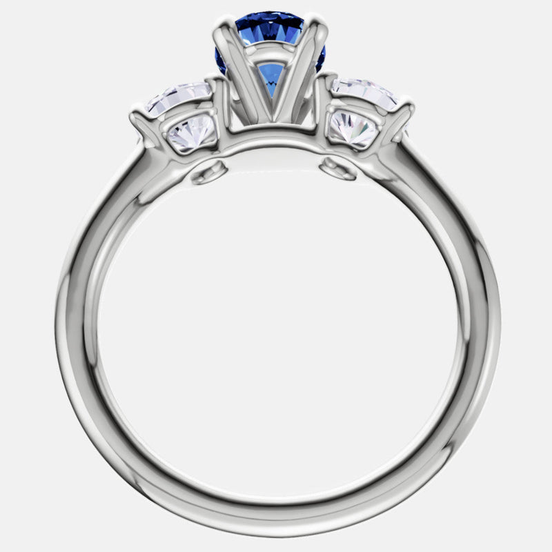 2.00 CTW Lab Created Oval Blue Sapphire & Diamond 3-Stone Engagement
