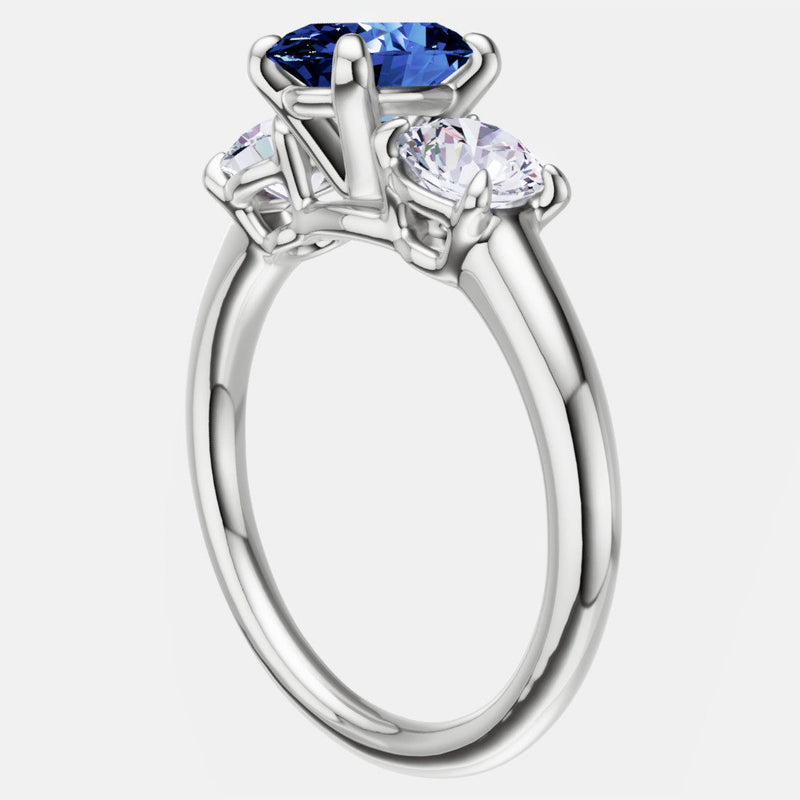 2.00 CTW Lab Created Oval Blue Sapphire & Diamond 3-Stone Engagement