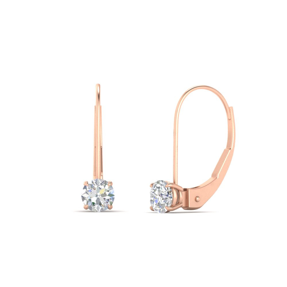 Small Round Diamond Leverback Earrings