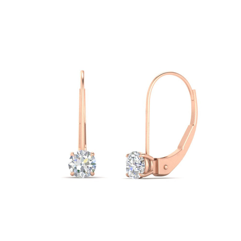 Small Round Diamond Leverback Earrings