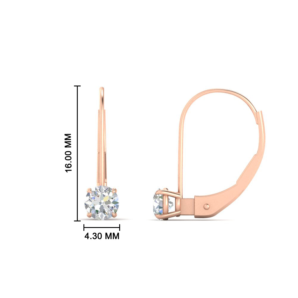 Small Round Diamond Leverback Earrings