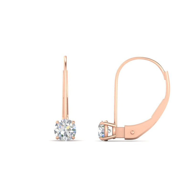 Small Round Diamond Leverback Earrings
