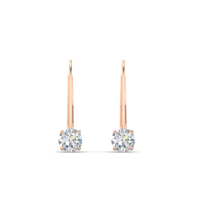 Small Round Diamond Leverback Earrings