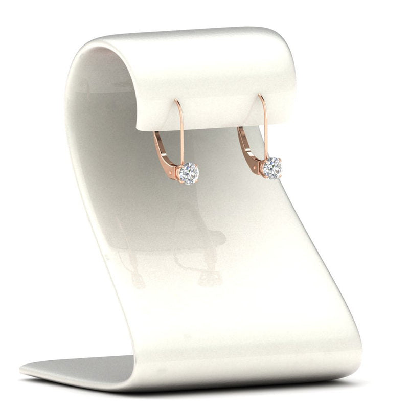 Small Round Diamond Leverback Earrings