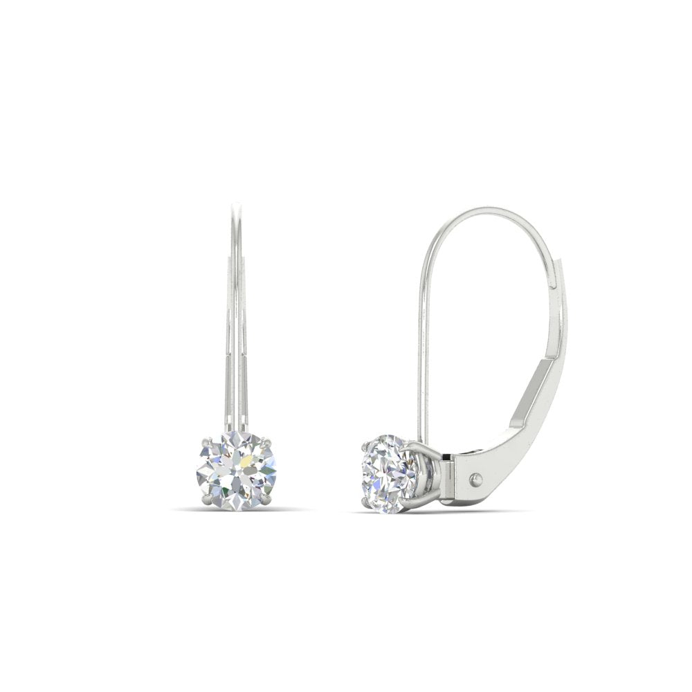 Small Round Diamond Leverback Earrings