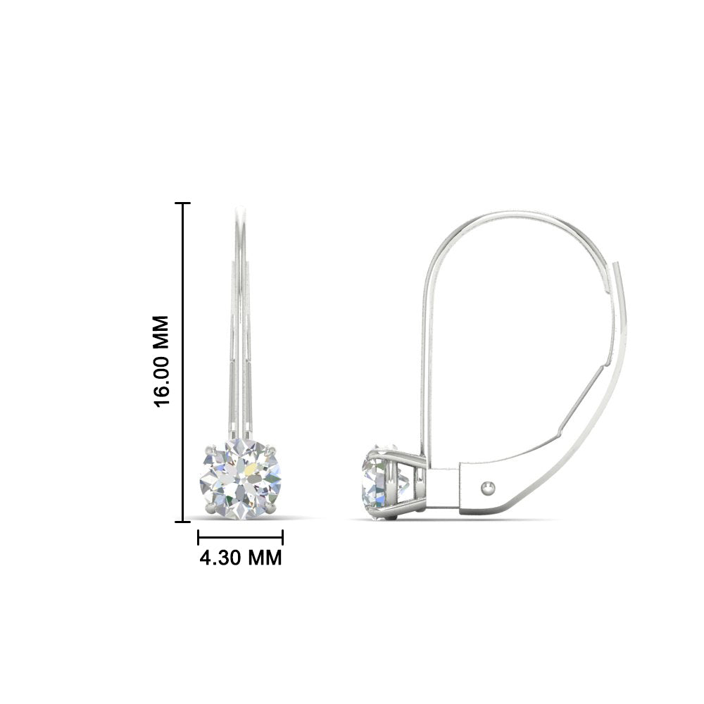Small Round Diamond Leverback Earrings