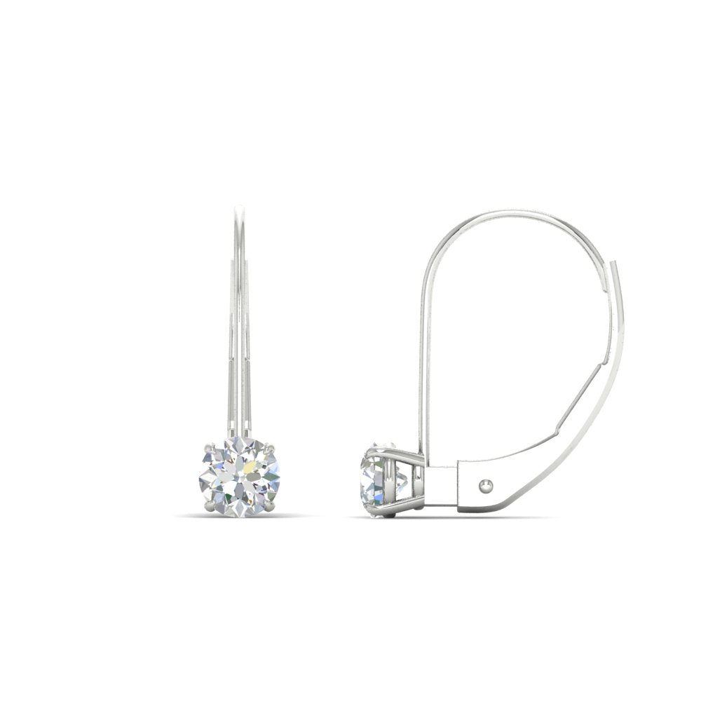Small Round Diamond Leverback Earrings