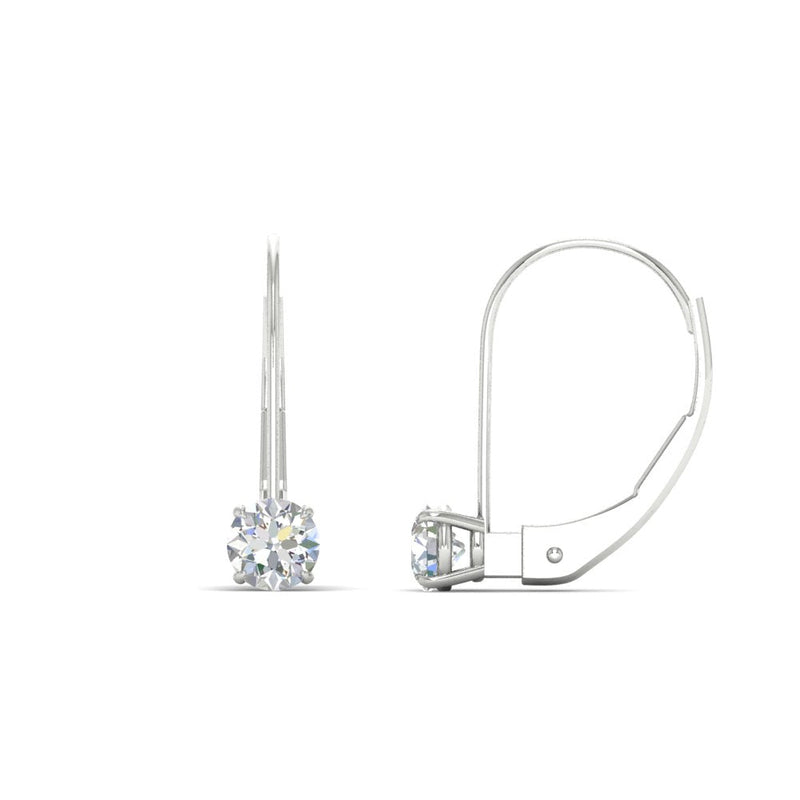 Small Round Diamond Leverback Earrings