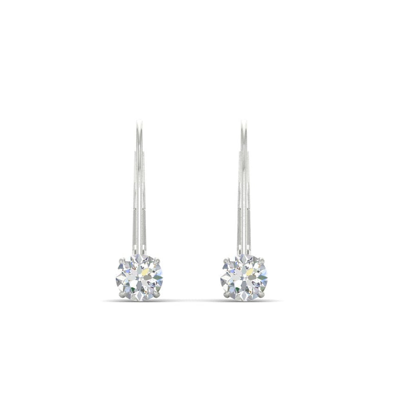 Small Round Diamond Leverback Earrings