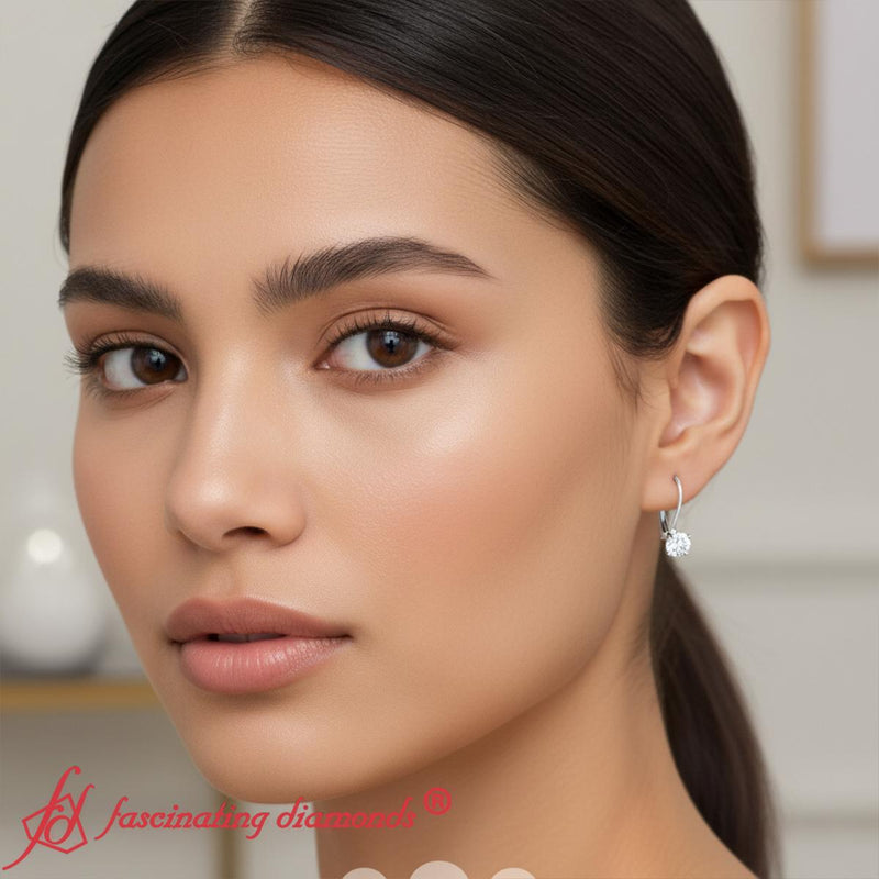 Small Round Diamond Leverback Earrings